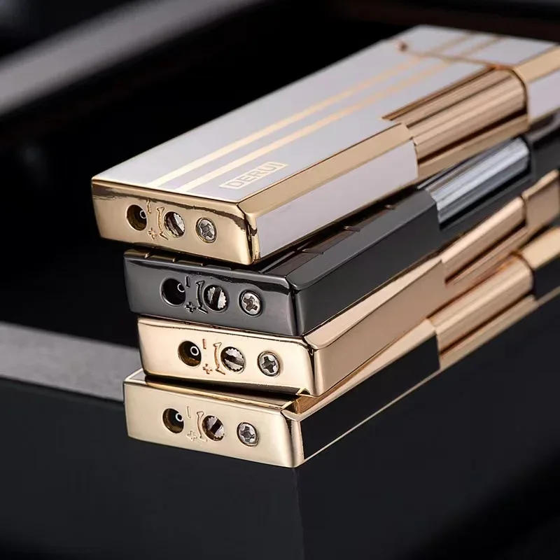 Description Picture 5 of itemDERUI Bright Sound Gas Lighter Compact Jet Butane Cool Metal Cigar Lighter Grinding Wheel Pipe Cigarette Accessories