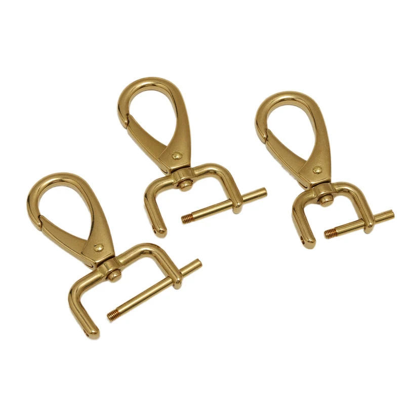 Description Picture 6 of item1x Solid Brass Detachable Snap Hook Swivel Eye Trigger Clip Clasp Buckle for Leathercraft Strap Belt Keychain Webbing Pet Leash