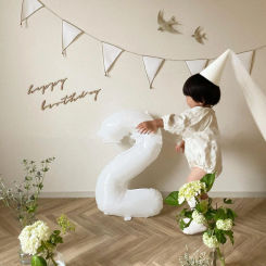 INS 100Days Party Small Bell Cream Pennant Kids Birthday Cotton Hanging Flag Backdrops Decoration