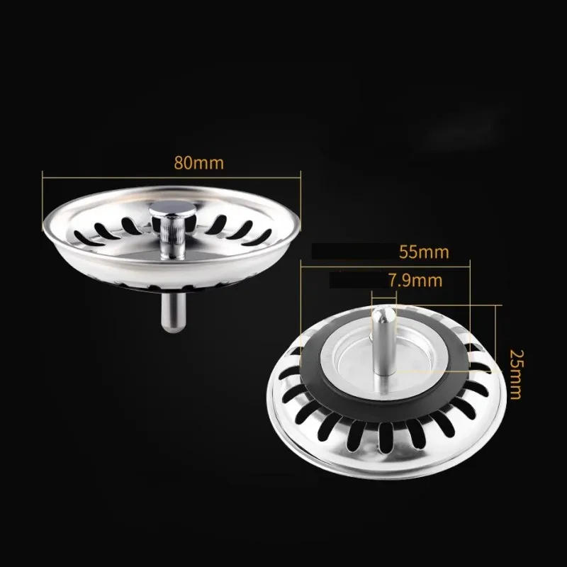 Description Picture 2 of itemKitchen Sink Sewer Strainer Basin Drain Stopper Stainless Steel Sink Waste Plug Filter Anti-clog Floor Drain Kitchen Accessories