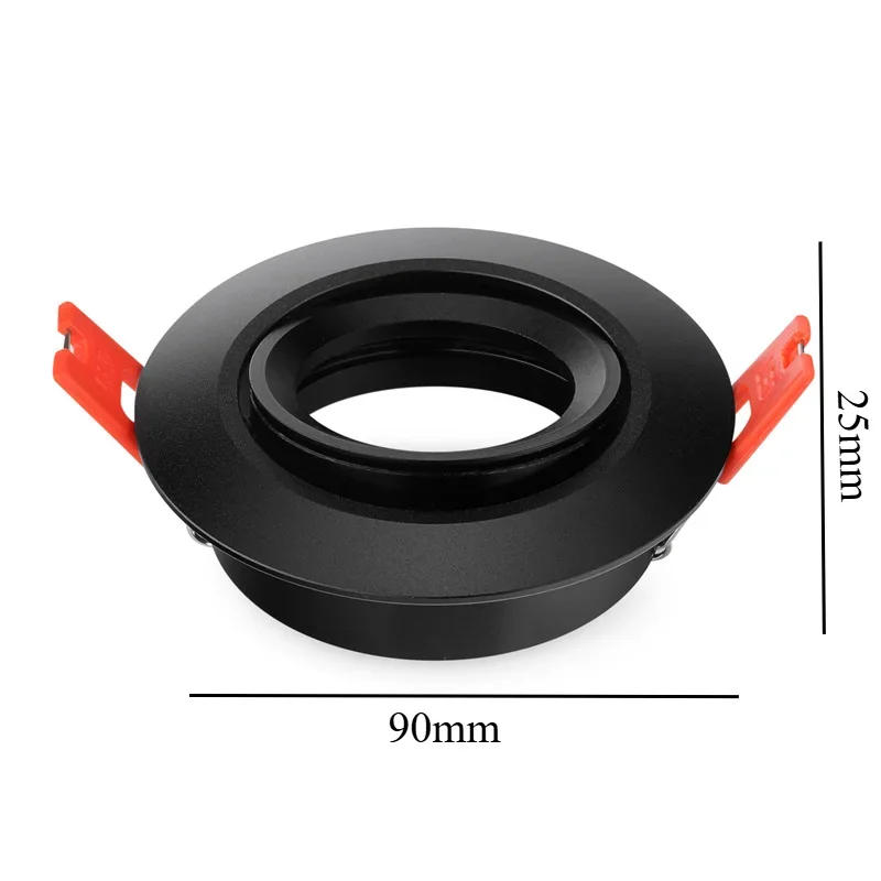 Description Picture 5 of item2pcs Aluminum Black Round Style Down Light Fixture Embed GU10 MR16 Front Knob Design Spot Light Housing Frame for Home Decor
