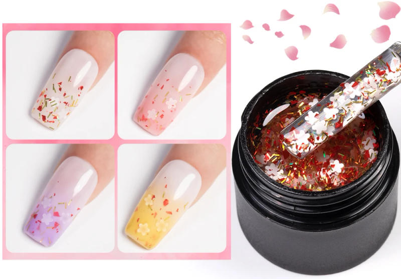 Description Picture 6 of itemPUENTE Flower Shiny Gel Nail Polish 5ML Glitter Sequins Nail Gel Soak Off UV Gel DIY Painting Nail Art Varnishes For Manicure
