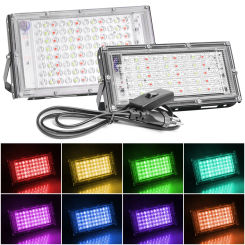 LED Flood Light 50W 100W LED Floodlight RGB White Spotlight AC220V LED Street Lamp Landscape Lighting Remote Control EU Plug