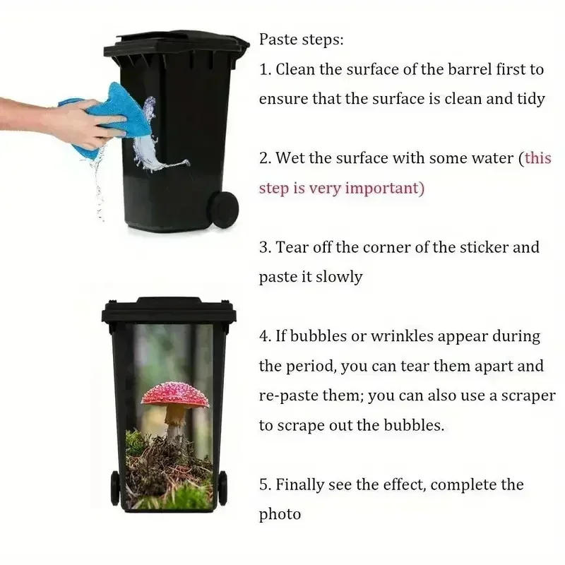 Description Picture 4 of itemCute Animal Outdoor Trash Can Decoration Self-adhesive Waterproof Stickers Litter Bins Renovation Cover Decal Garbage Bin Mural