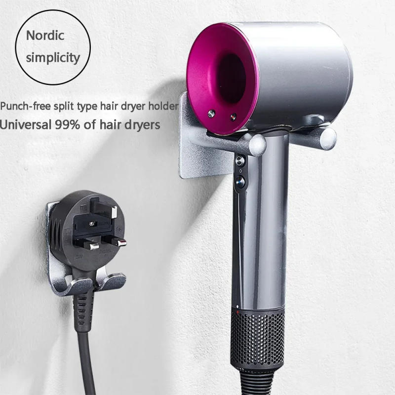 Description Picture 2 of itemBathroom Minimalist Waterproof Hair Dryer Rack Bathroom Storage Rack Wall Mounted Aluminum non Perforated Split Storage Rack