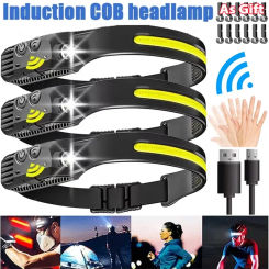 Rechargeable Super Bright LED Headlight 5-mode Outdoor Camping Light Sensor Spotlight  Fishing Lantern Portable Flashlight Torch
