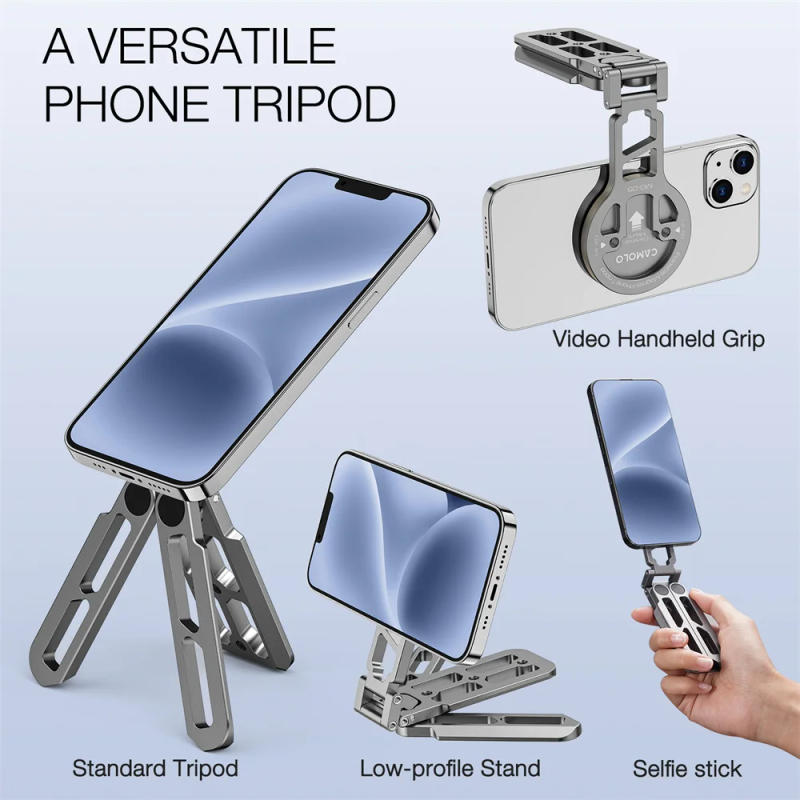 Description Picture 3 of itemAluminum Magnetic Selfie Stick Tripod w Arca Plate 1/4-20 Cold Shoe Desktop Phone Tripod Mount for Magsafe Iphone 15 14 Samsung