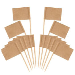 100 Pieces Blank Toothpick Flags Mini Labels with Wooden Sticks Cheese Markers Picks for Cupcake Party Drop shipping
