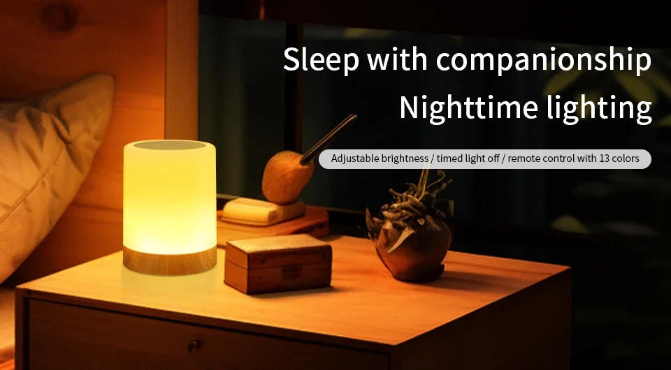 Description Picture 2 of item13 Colors LED Night Light with Remote Control Rechargeable RGB Dimmable Touch Table Lamp Portable Bedroom Bedside Night Lamp