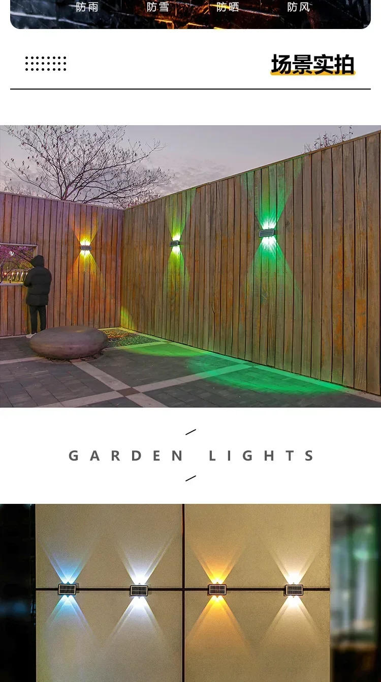 Description Picture 5 of itemWaterproof RGB White/Warm White Solar Light Outdoor Solar Wall Light Auto Switch Solar Garden Step Staircase Decoration Light