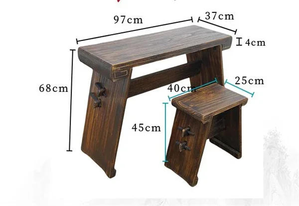 Description Picture 2 of itemAntique Guqin Table With Bench Solid Wood Paulownia Gu Qin Stand Resonance Box Portable Chinese Sinology Desk Tea Table