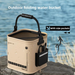 Outdoor Fishing Bucket Foldable and Portable Net Live Fish EVA with Rope Water Bucket for Wild Fishing Household