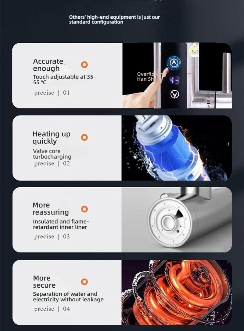 Description Picture 6 of item3300W 220V Electric Kitchen Water Heater Tap 304 Stainless Steel Instant Hot Digital Display Heater Cold Heating Rotary Faucet