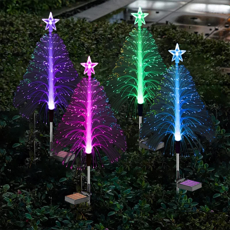Description Picture 6 of itemSolar Christmas Tree Star Lights Powered Pathway Light Fiber Optic Lawn Floor Lamp Outdoor Yard Garden Party Festival Park Decor