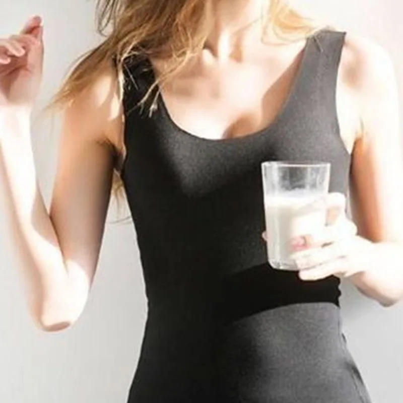Description Picture 6 of itemWomen Winter Warm Underwear Solid Color Thermal Casual Nightwear Sexy Elasticity Female Thin T-shirt Sleeveless Tops