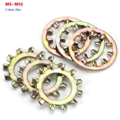 M3 M4 M5 M6 M8 M10 M12 Colour Zinc Carbon Steel Internal External Toothed Serrated Lock Washer Gasket