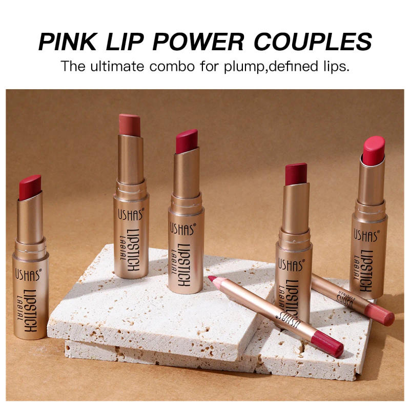 Description Picture 3 of item2 In 1 Lipstick Lip Liner Set 24 Hours Water Resistant Lipsticks Matte Lip Pencil Cosmetic Korean makeup Lip Gloss Tint Stain