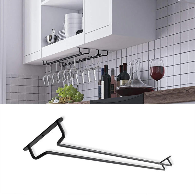 Description Picture 4 of itemLarge Stemware Wine Glass Hanger Rack Under Cabinet Kitchen Bar Storage Black 87HA