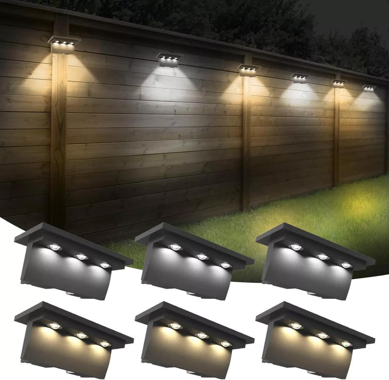 Description Picture 3 of item4/6PCS Solar Fence Light Outdoor Garden Yard 3000K 6000K Step Lamp for Pathway Stair Waterproof Terrace Deck Solar Wall Lamp