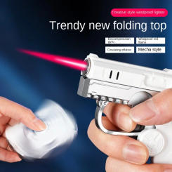 Personalized Fingertip Decompression Gyroscope Foldable Gas Lighter Trend Men's Torch Lighter Cigarette Accessories Small Gift