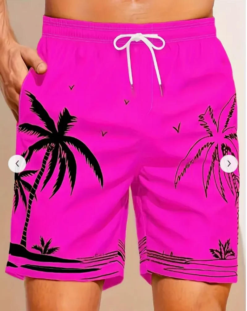 Description Picture 5 of itemSummer Holiday Coconut Tree Print Men's Board Shorts Hawaiian Style Shorts For Beach Stylish Shorts Comfy Shorts Active Shorts