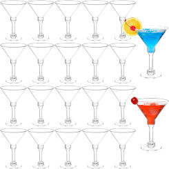 20Pcs Plastic Martini Glasses 150ml Disposable Cocktail Glass Dessert Goblet Bar Drink Cup Wedding Party Tableware Supplies