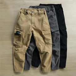 Elastic Waist Button Fly Ankle-Length Man Pants Training Slacks Elastic Waist Button Fly Ankle-Length Men Cargo Pants Trousers