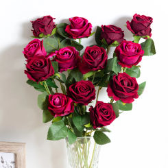 5pcs Artificial Rose Flowers Silk Long Branch Bouquet for Wedding Home Room Table Centerpiece Decor Fake Plant Wreath Accessory
