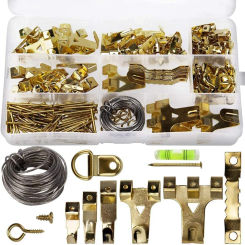 231 Pcs Assorted Picture Frame Hangers With Hooks, Nails, Hanging Wire, Saw Tooth, D Ring, Screw Eyes And Bubble Level