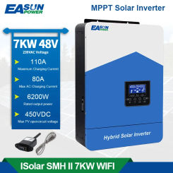 EASUN POWER Hybrid Solar Inverter 7000VA 7KVA 48V Photovoltaic Hybrid Inverter 230VAC Max PV 450V Build in 110A MPPT Charger