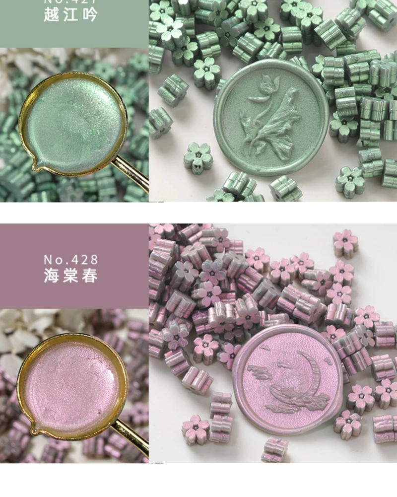 Description Picture 6 of item60pcs Sakura Wax Seal Beads INS Glitter Fire Paint Wax Beads DIY Envelope Wedding Invitation Vintage Stamp Craft Supplies