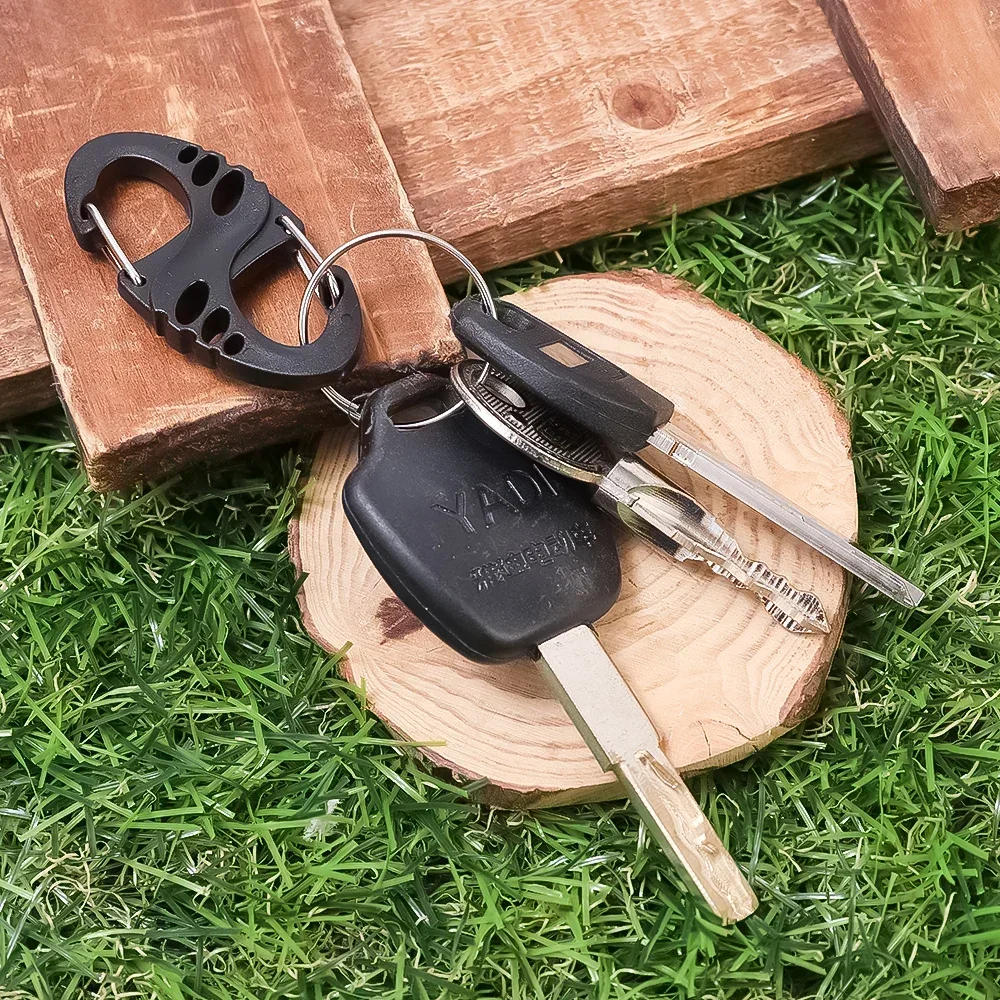 Description Picture 5 of item5/10pcs Portable Mini S-Type Carabiner Climbing Safety Hook Dual Buckle Plastic Steel Sport Outdoor Multifunction Accessories