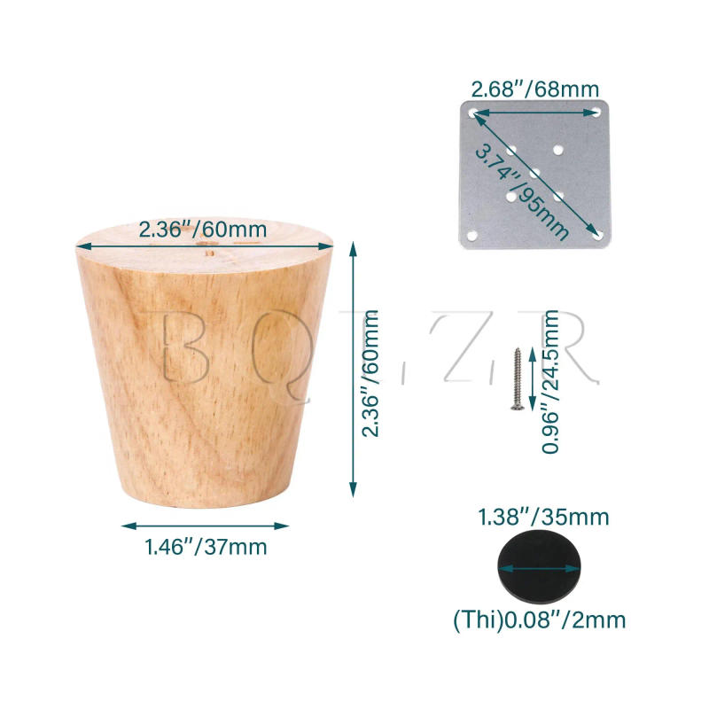 Description Picture 2 of itemBQLZR 4Pcs Height 10-30cm Solid Wood Furniture Legs Protetor Sofa Bed Cabinet Table and Chair Replacement Feet Cone Shaped