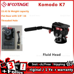 IFOOTAGE Komodo K7 Fluid Head, Video Tripod Head Fluid Drag Pan Head for DSLR Cameras, Camcorder, Monopod and Tripods, Payload 1