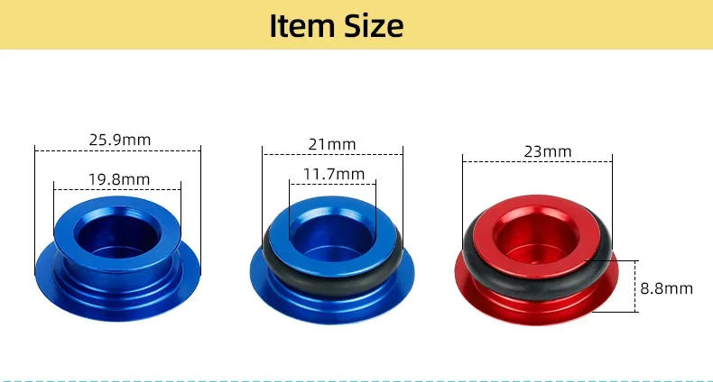 Description Picture 3 of itemOne-Piece Hollow Crank Cover Aluminum Bicycle Dust Screw W/ 18/20mm Dia. Seals MTB Road Chainring End Plug Cycle Replacement