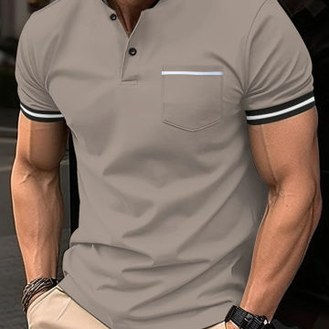 2024 new men's short sleeve chest pocket Polo shirt summer shirt casual T-shirt low collar oversized S-XXXL