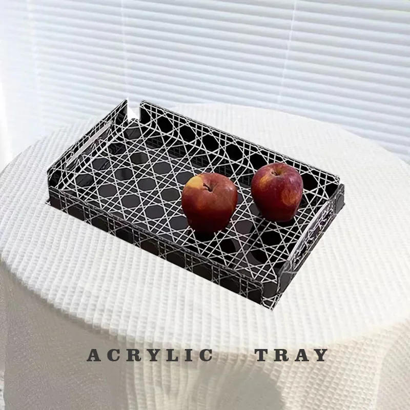 Description Picture 2 of itemVine Pattern Jewels Tray Aromatherapy Organizer Plate Living Room Acrylic Coffee Table Tea Cup Storage Trays Luxury Home Decor