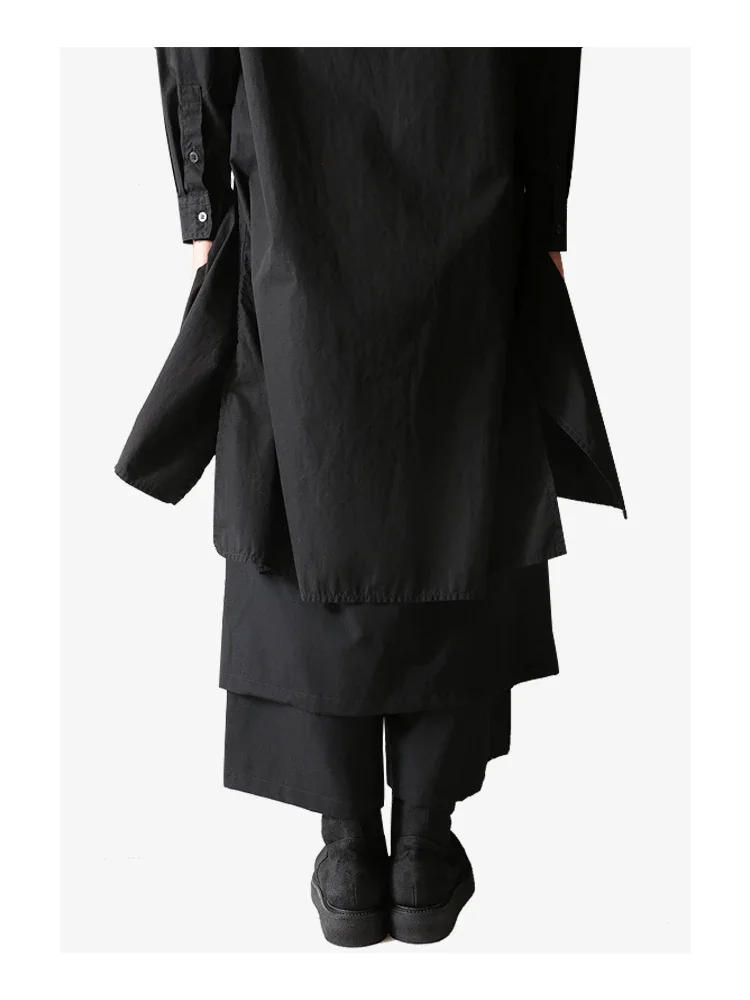 Description Picture 4 of itemAutumn And Winter Irregular Double-layer Nine-point Pants Men's Adjustable Zipper Loose Large Size Wide-leg Pants Skirt Black