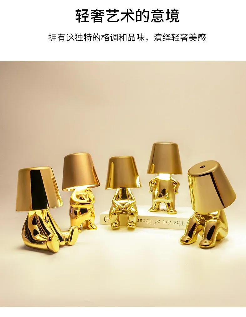 Description Picture 3 of itemSmall Gold Statue Table Lamp Bedroom Charging Small Night Lamp Italy Ins Decorative Table Lamp Decoration
