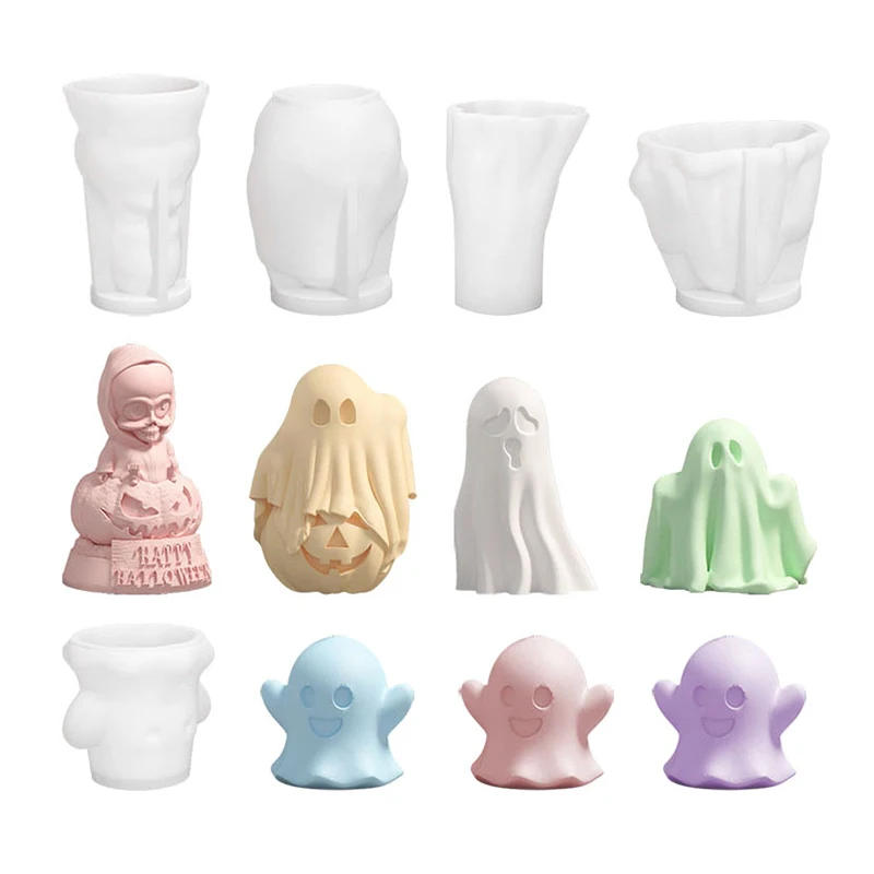 Description Picture 6 of item3D Ghost Silicone Candle Mold Multi Style Halloween Spectre Aroma Soap Resin Ornament Making Mould Chocolate Baking Home Decor