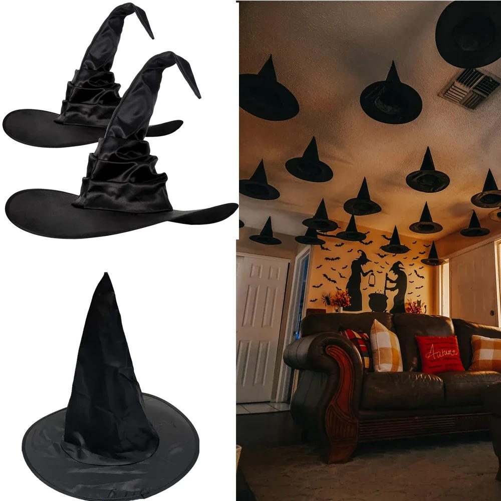 Description Picture 2 of itemClassic Black Witch Hat Durable Reusable Witch Hat Stylish Halloween Witch Hat for Masquerade Party Cosplay Wide Brimmed Black