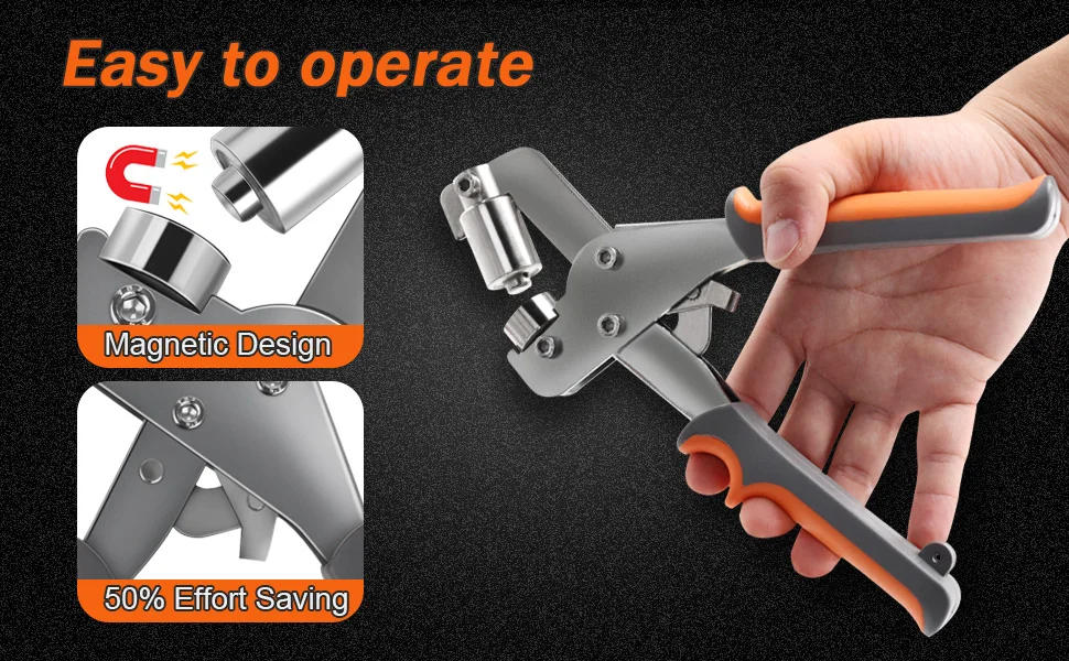 Description Picture 3 of itemProfessional Eyelet Punch Kit with 300 Eyelets for Tarpaulin Fabrics Shoes Bag Belt Scrapbooking Magnetic Grommet Eyelets Set