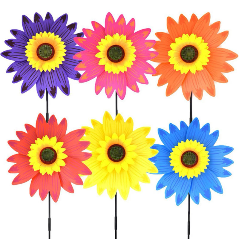 Description Picture 2 of itemSunflower Windmill Wind Ornaments for Home Outdoor Exterior Lawn Backyard Courtyard Vіrka Party Yard & Garden Decors Supplies