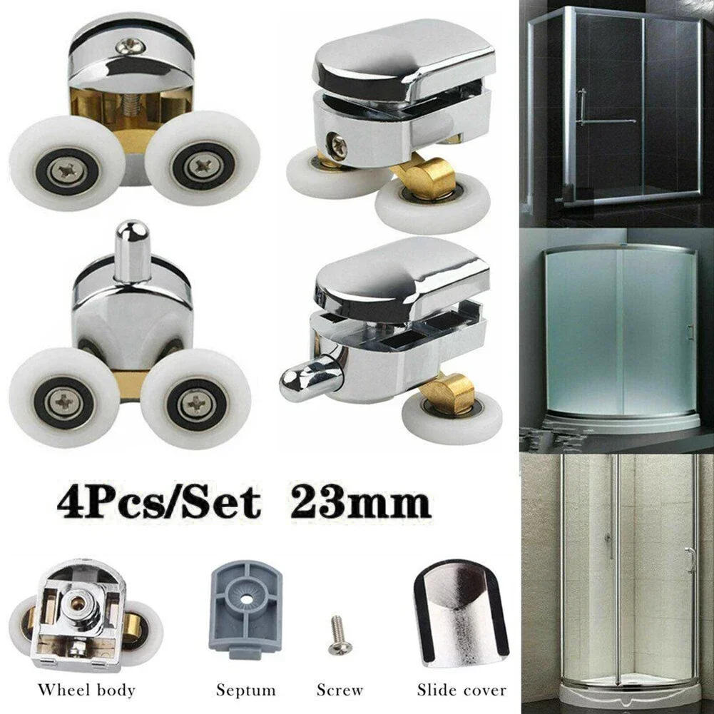 Description Picture 3 of item4pcs 23mm Shower Door Rollers Zinc Alloy Double-Wheel Sliding Shower Door Roller Bearing Wheel Runners Replacement