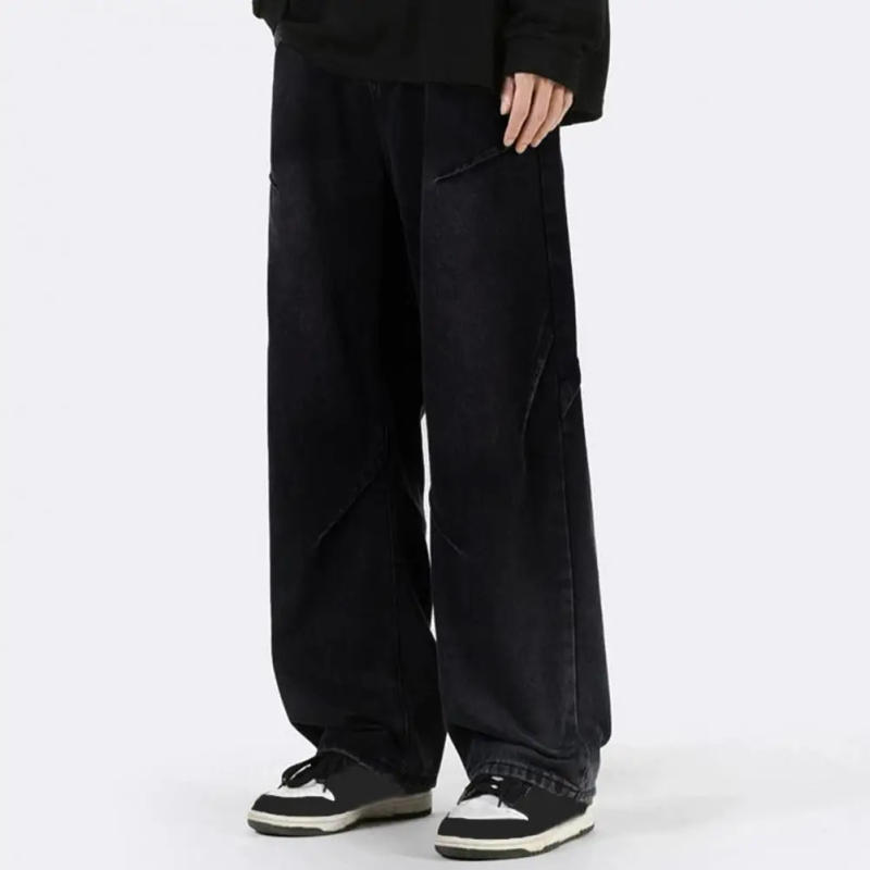 Description Picture 5 of itemWide-leg Men Denim Pants Men's Hip Hop Style Denim Pants with Draped Pockets Women's High Waist Baggy Jeans in for Spring