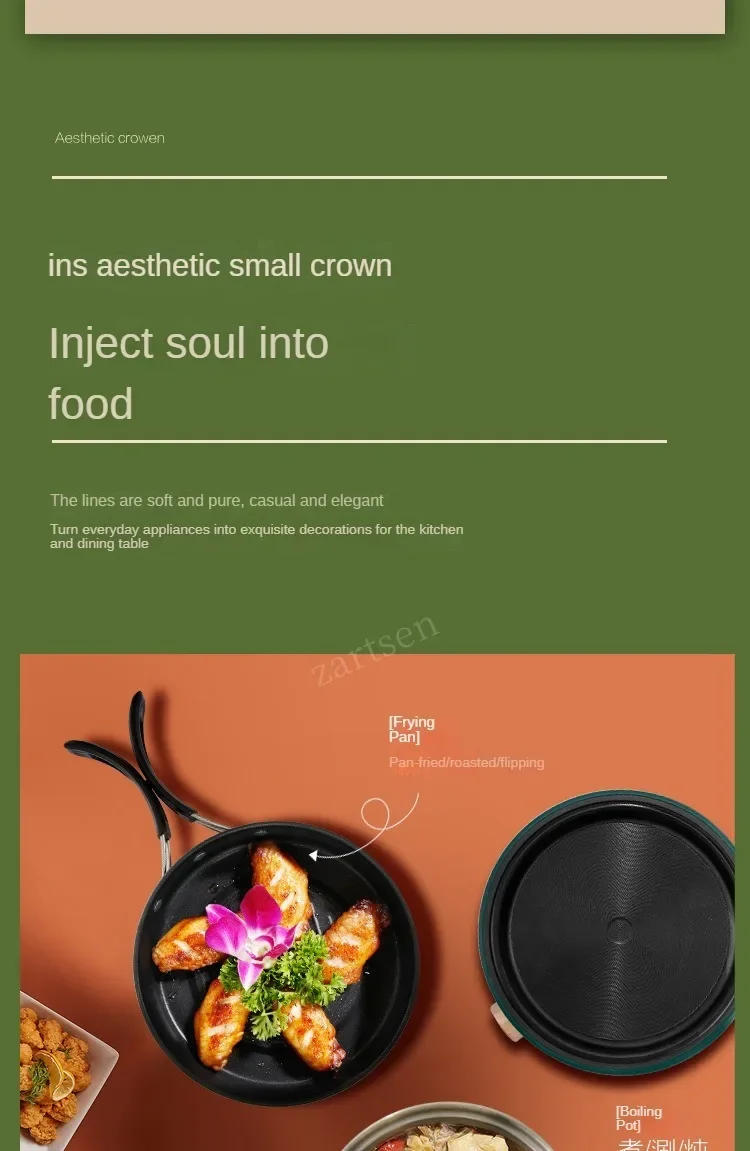 Description Picture 4 of item110V/220V Travel Rice Cooker Portable Split Frying Pan Electric Stew Soup Pot Boiler Cooking Skillet Mini Hotpot Food Steamer