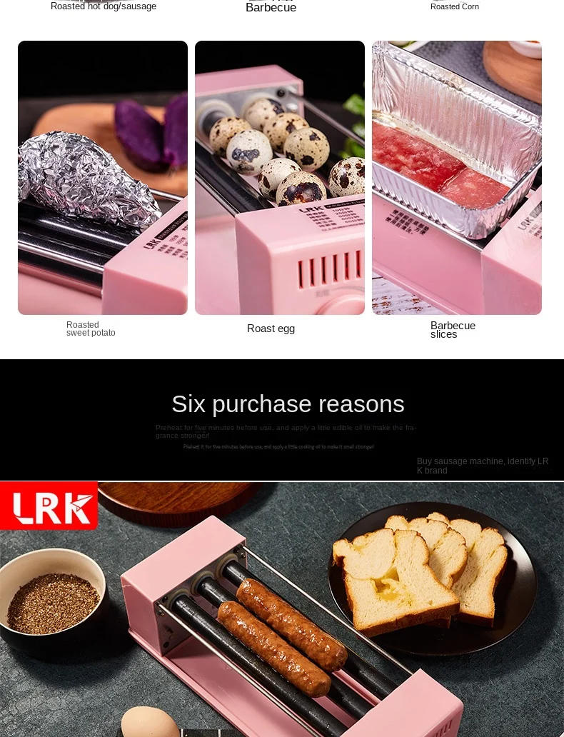 Description Picture 5 of item220V BBQ Sausage Machine Desktop Home Mini Hot Dog Machine Multi functional Sausage Breakfast Machine C
