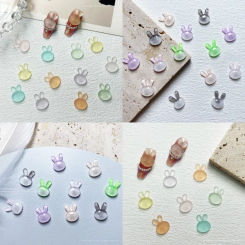 10pcs 3D Cartoon Rabbit Resin Nail Art Charms Kawaii Sweet "Love" Letter Nail Decorations Rhinestones DIY Manicure Accessories