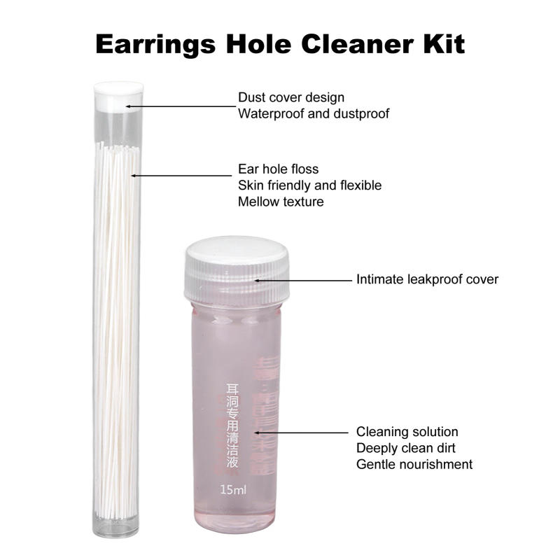 Description Picture 5 of item70pcs 15ml Pierced Ear Hole Floss Odor Removal Earrings Hole Cleaning Solution Liquid Ear Care Cleaner Kit
