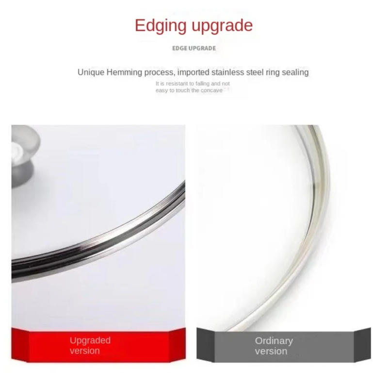 Description Picture 5 of itemDurable Tempered Glass Pot Cover Round Anti-scalding Frying Pan Cover Universal Stainless Steel Wok Pan Lid Cookware Parts